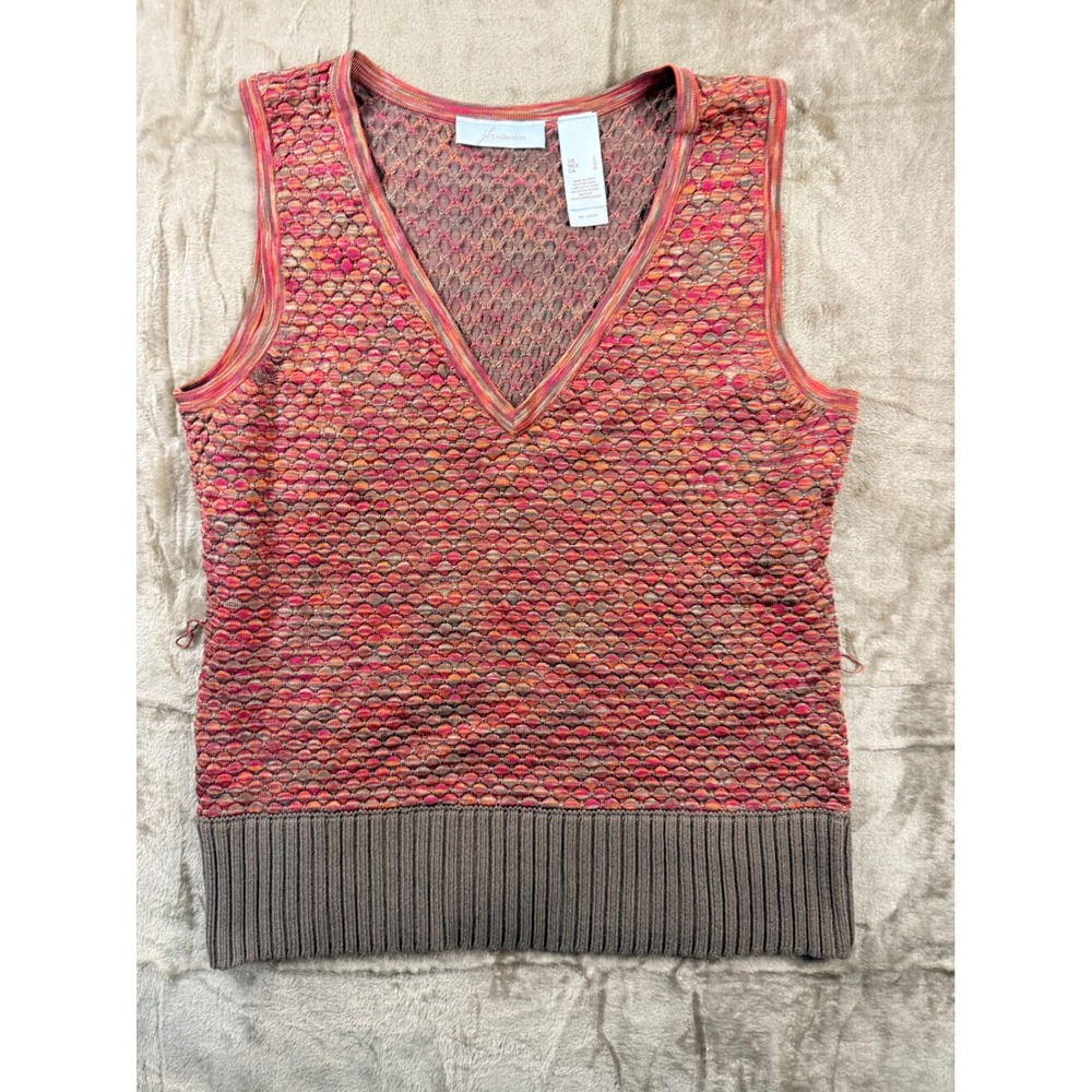 JH Collectibles‎ Womens  Honeycomb Knit V-Neck Sweater Vest Large Layer